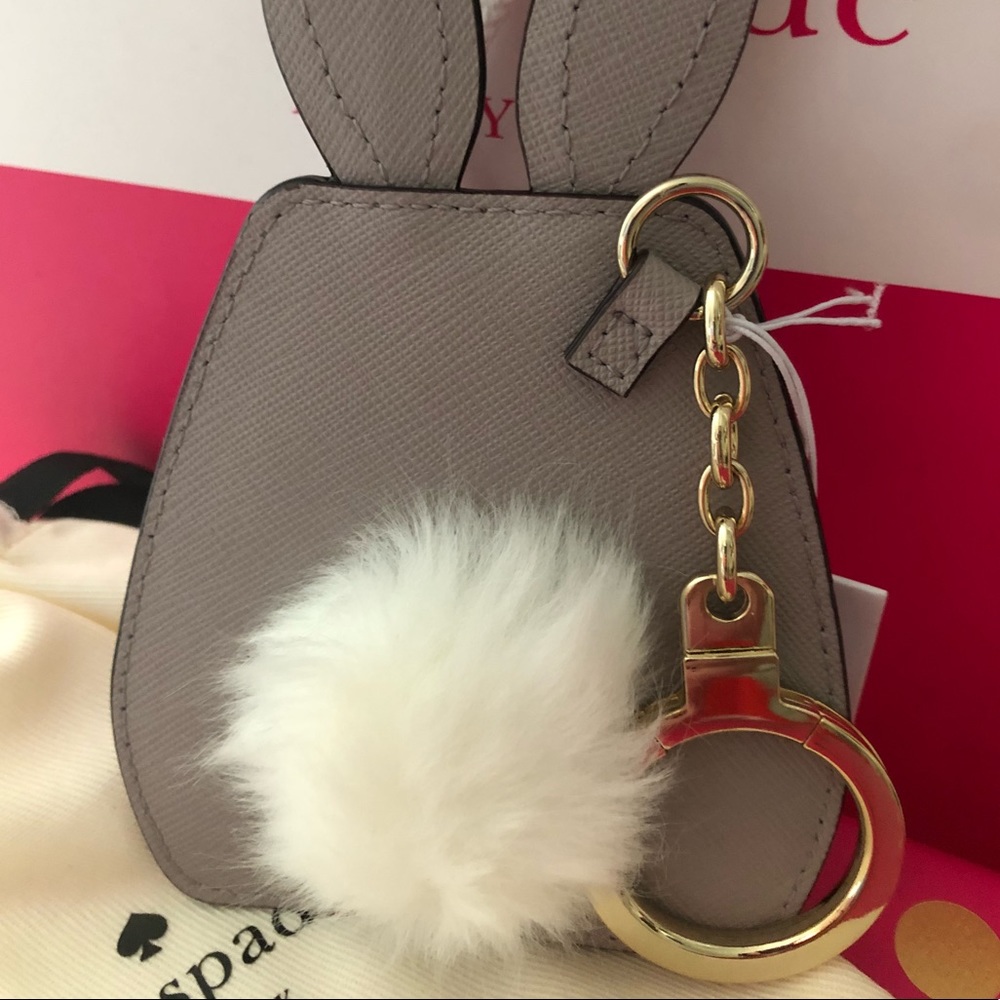 ๐Kate Spade Leather Bunny Appliquรฉ Keychain/Charm - Picture 7 of 7